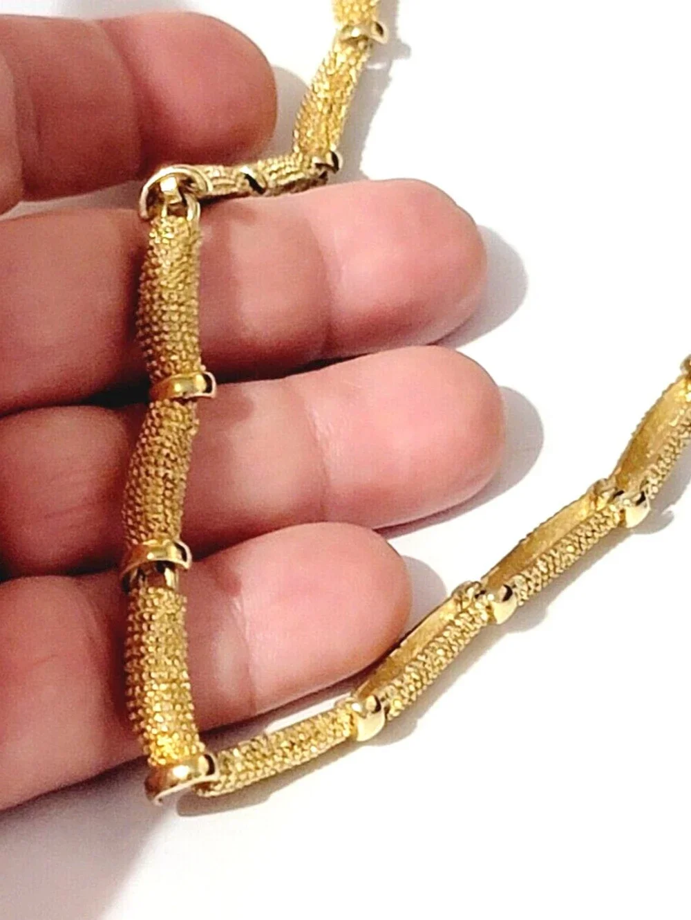Vintage Avon Collar Necklace Textured Gold-tone Bar Links Designer gn01-8